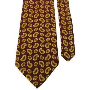 Vintage BROOKS BROTHERS Silk Paisley Print Red Yellow Neck Tie USA Finished